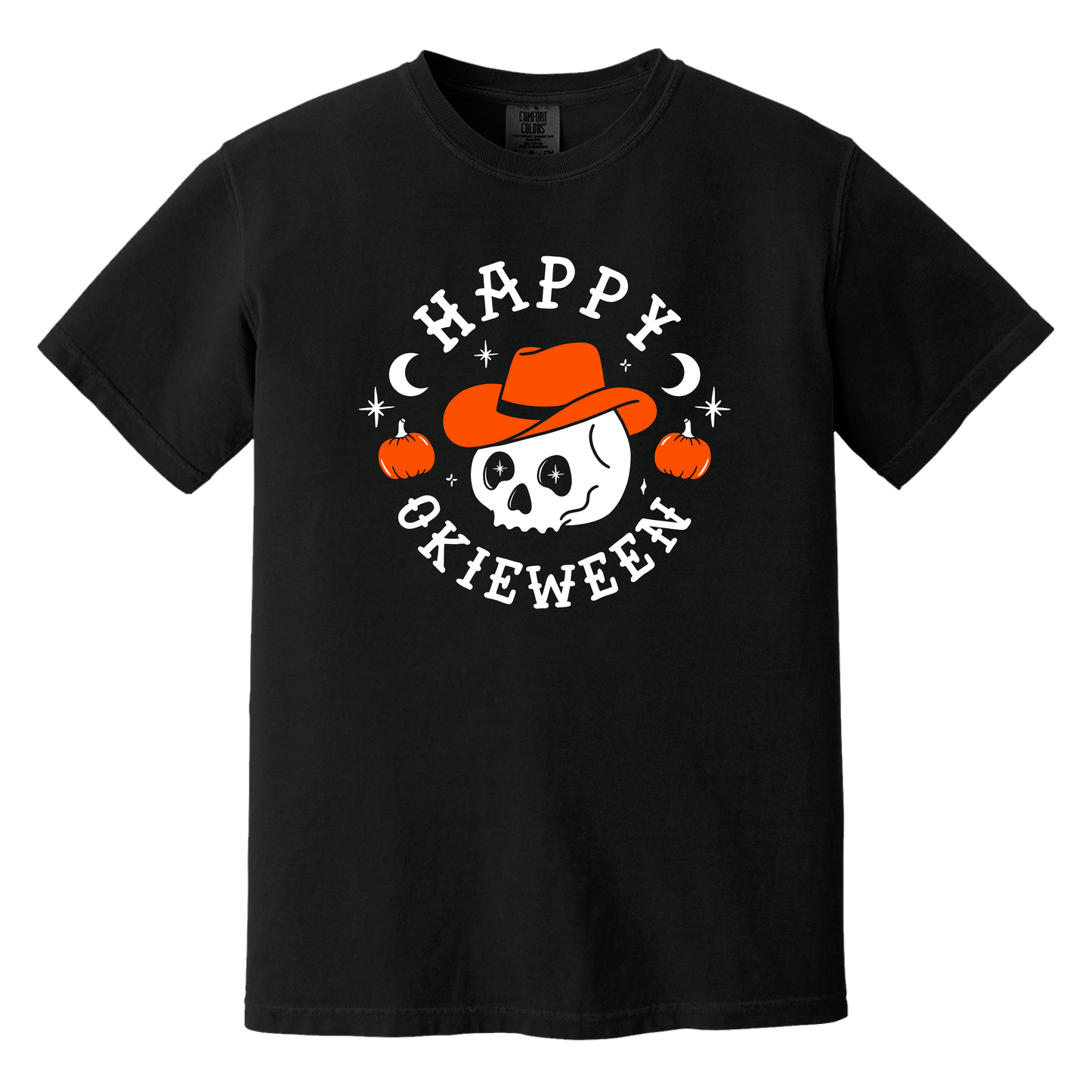 Happy Okieween Skull | Black T-Shirt | Halloween '24
