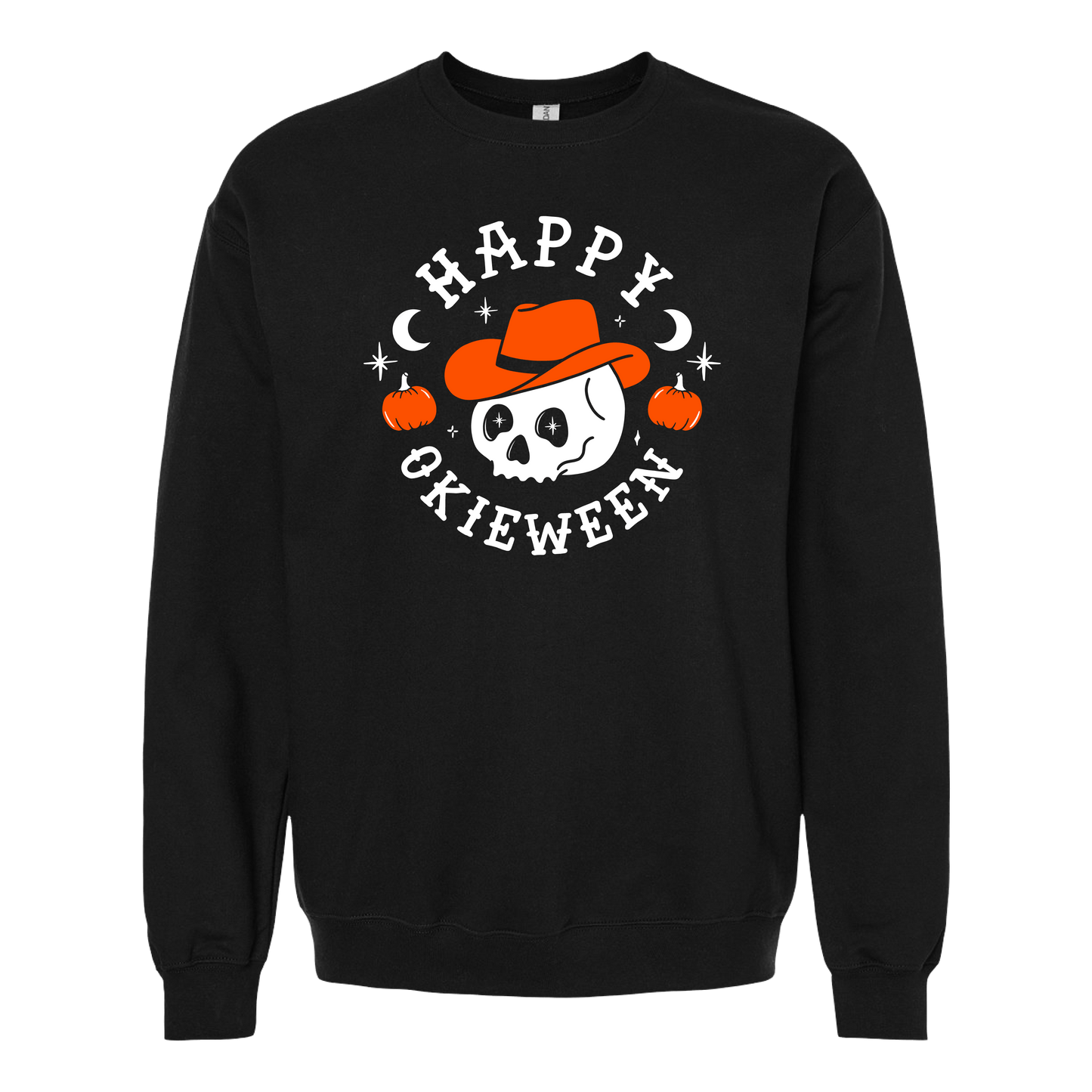 Happy Okieween Skull | Black Sweatshirt | Halloween '24
