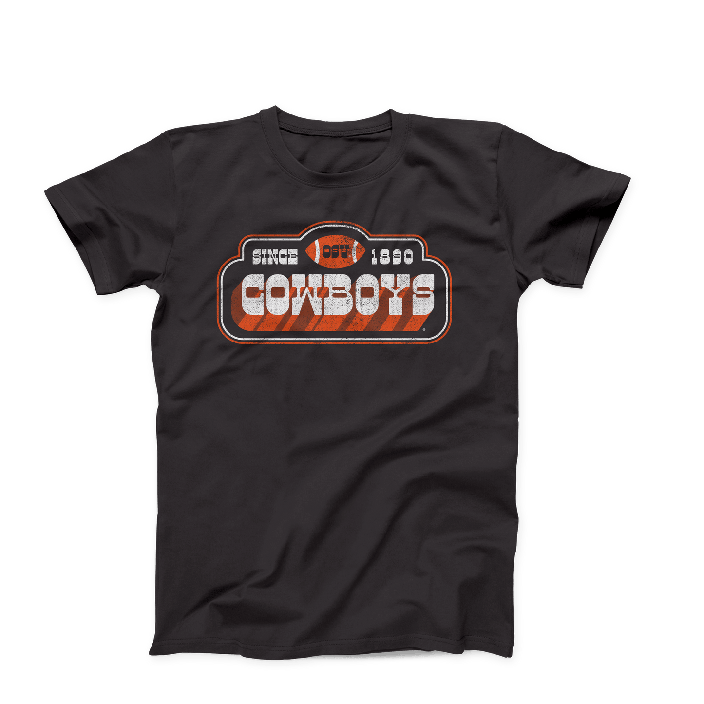 Vintage OSU Cowboys Design on a dark grey heather colored t-shirt