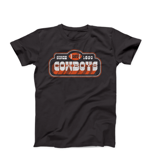 Vintage OSU Cowboys Design on a dark grey heather colored t-shirt