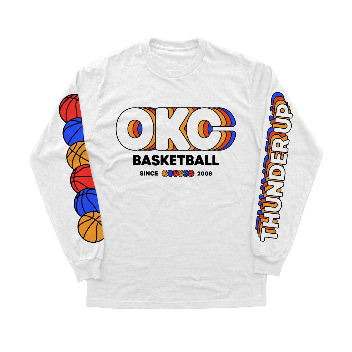 Retro OKC Basketball | White Longsleeve Shirt | OKC Basketball