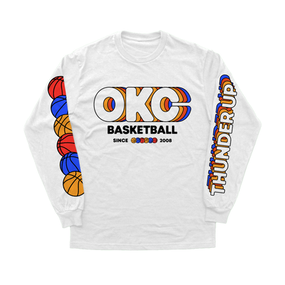 Retro OKC Basketball | White Longsleeve Shirt | OKC Basketball