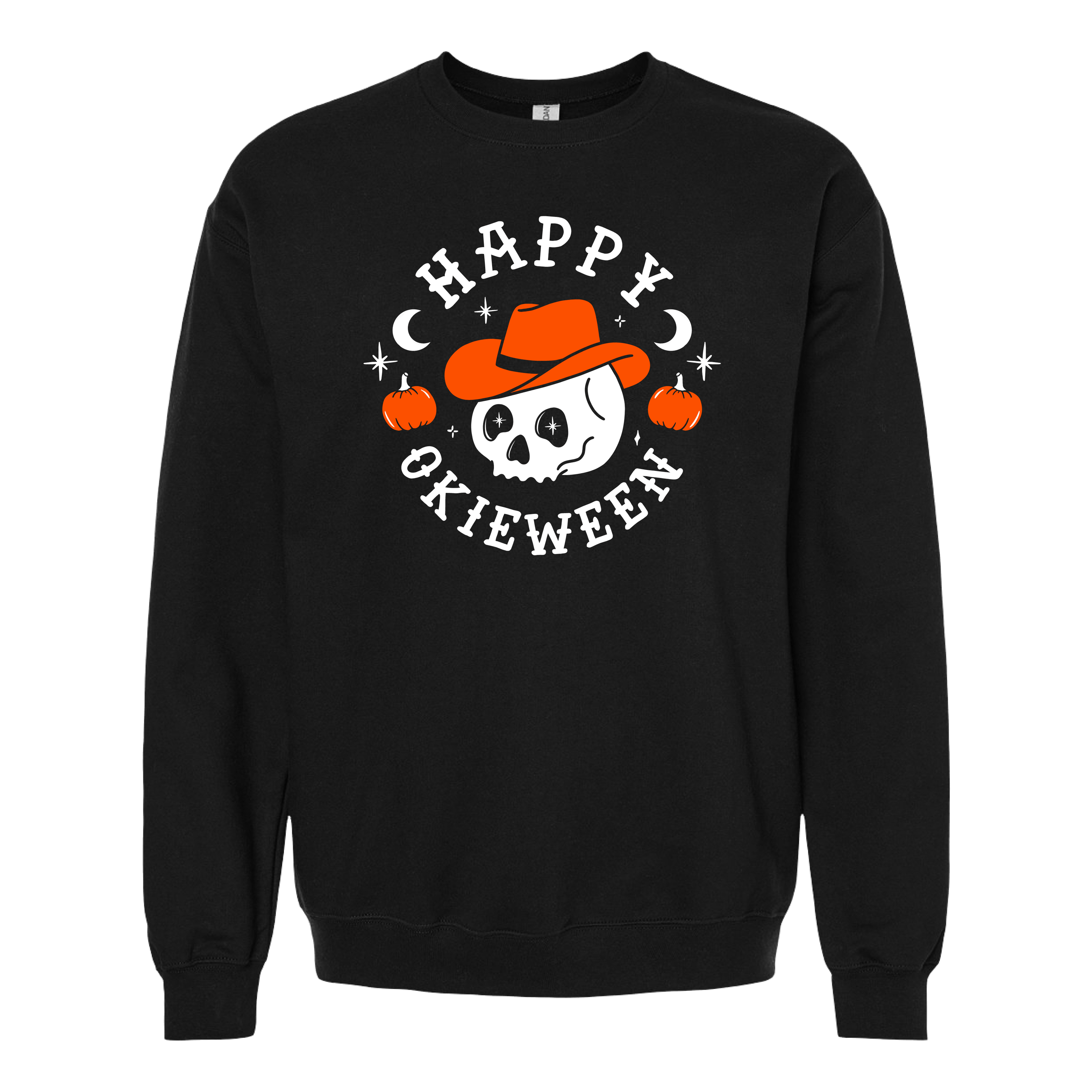 Happy Okieween Skull | Black Sweatshirt | Halloween '24
