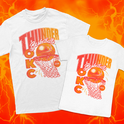 Thunder Throwback | White T-Shirt | OKC Basketball