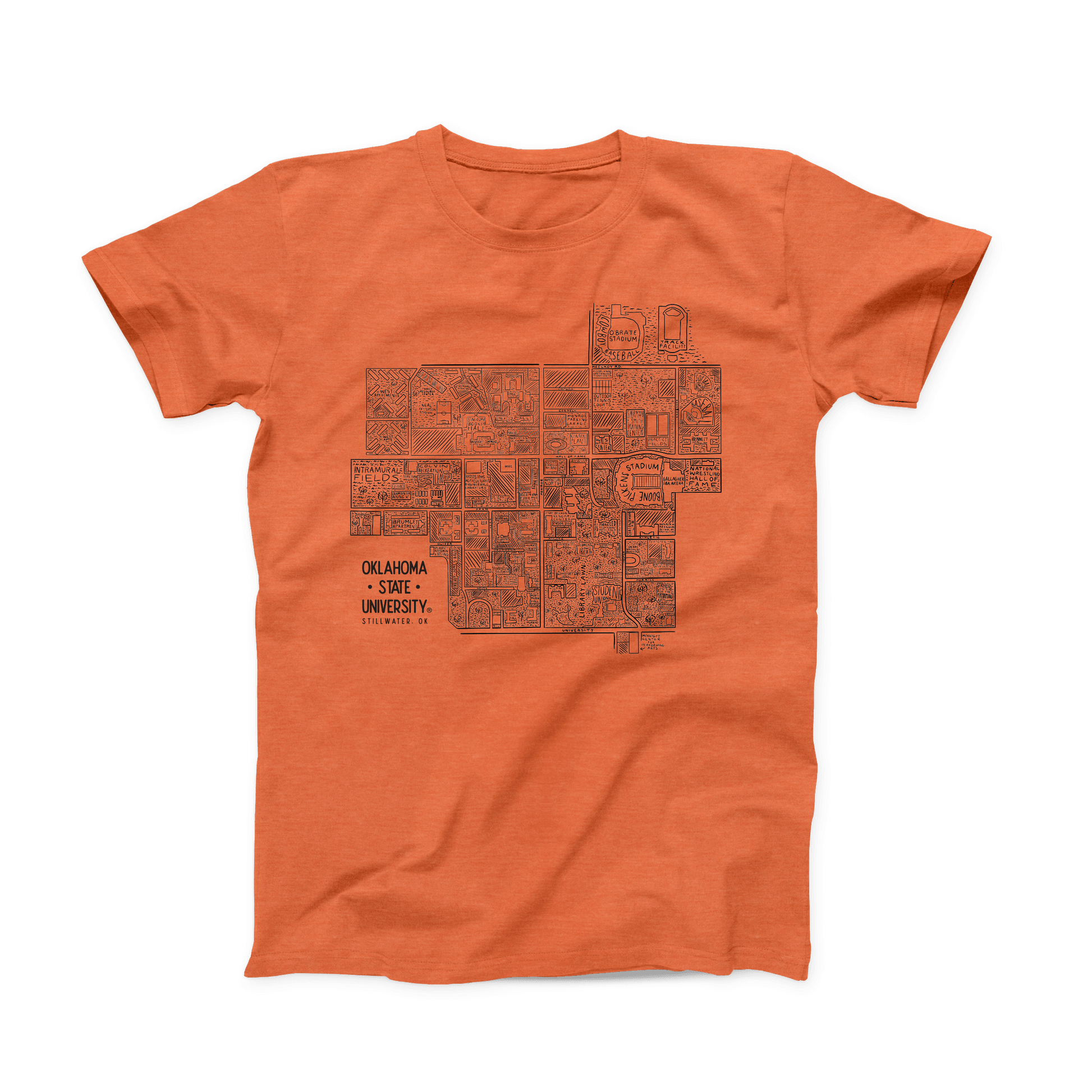 Orange OSU Campus Map T-shirt