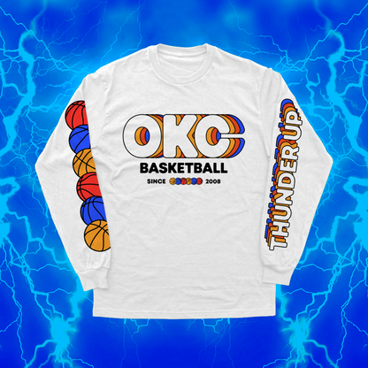 Retro OKC Basketball | White Longsleeve Shirt | OKC Basketball