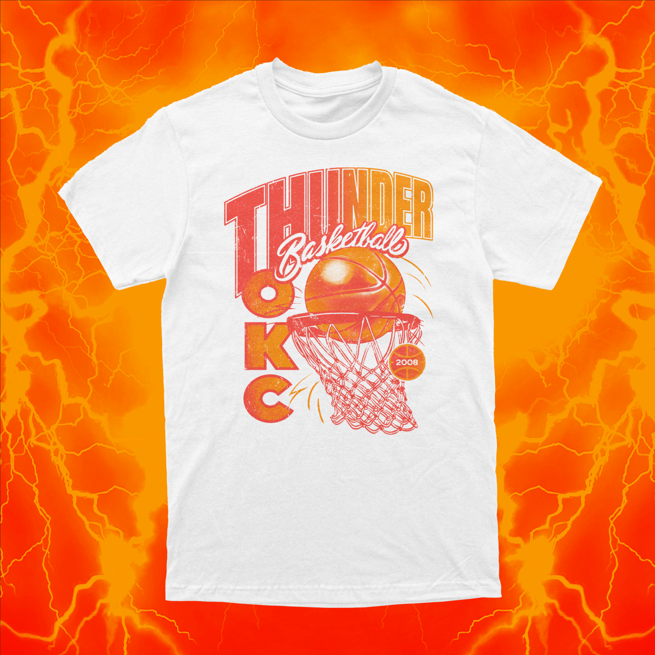 Thunder Throwback | White T-Shirt | OKC Basketball