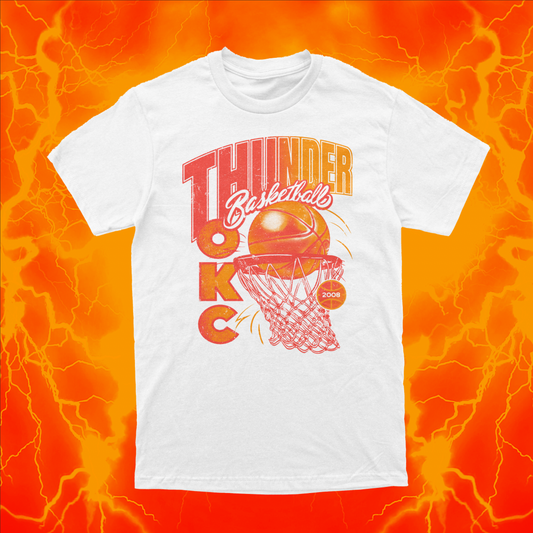 Thunder Throwback | White T-Shirt | OKC Basketball