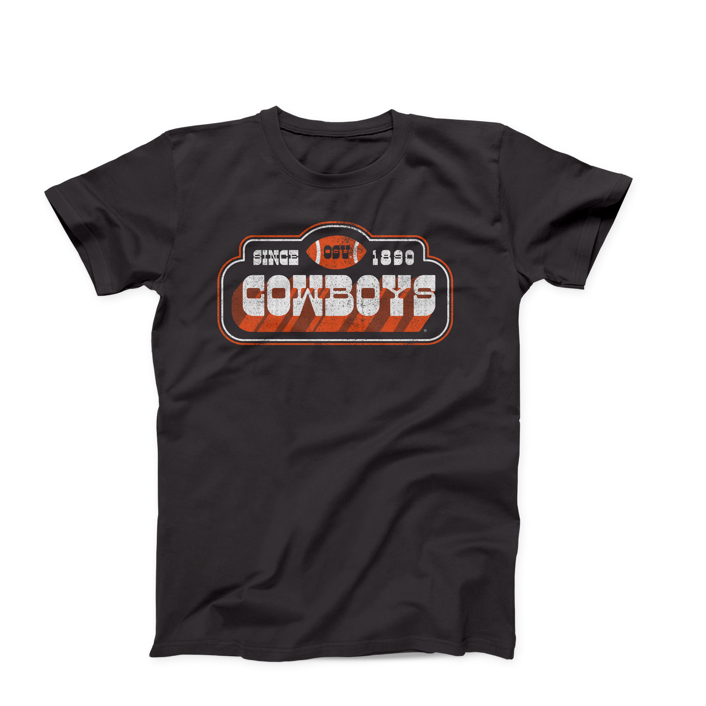 Vintage OSU Cowboys Design on a dark grey heather colored t-shirt