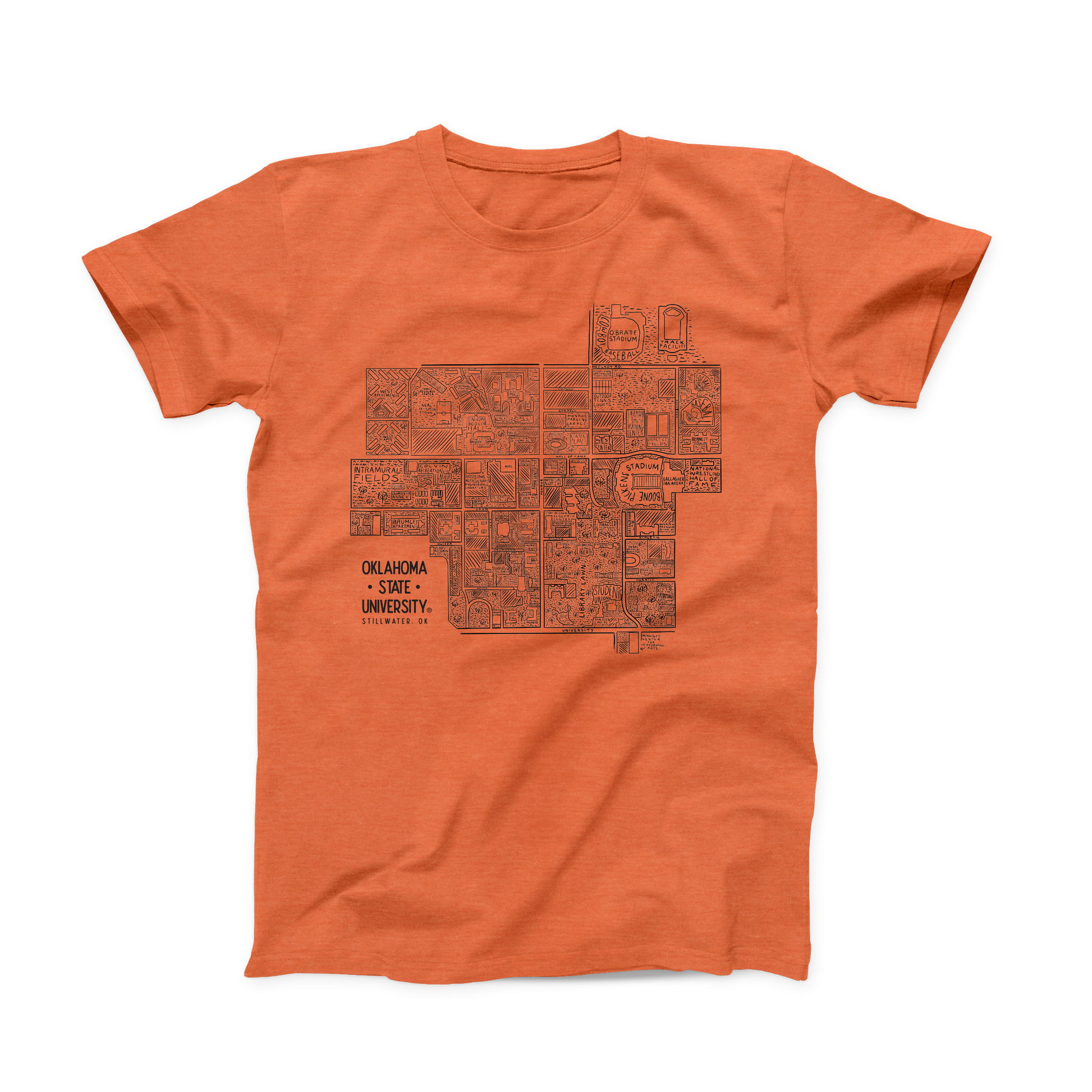 Orange OSU Campus Map T-shirt